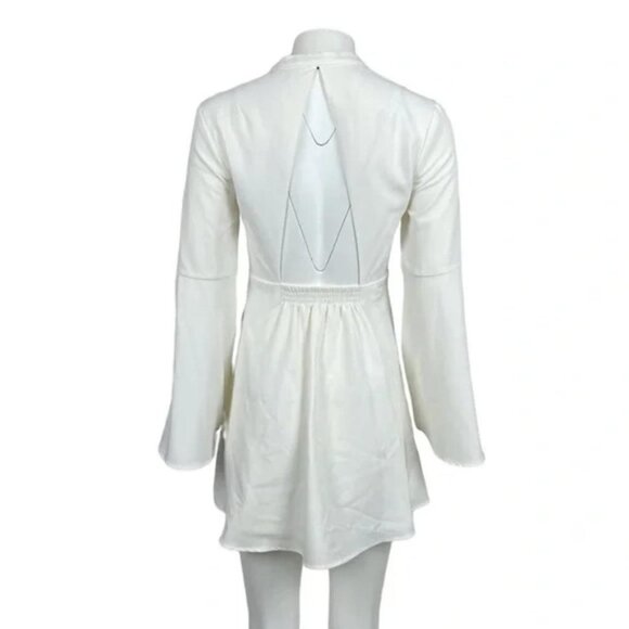 Bell Sleeve Babydoll Dress White - Picture 2 of 3